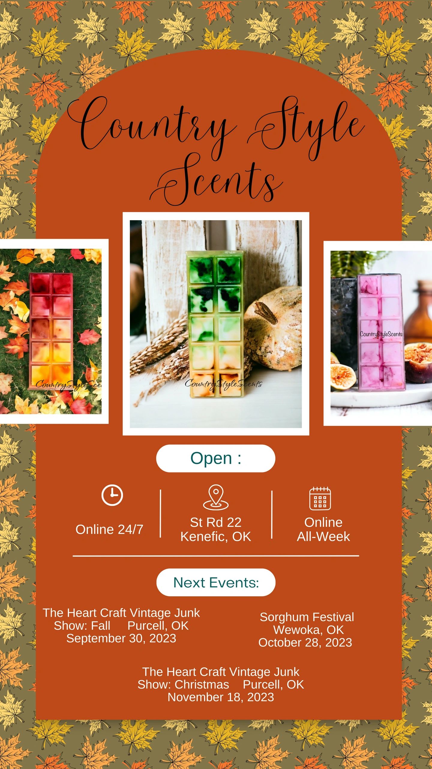 Country Style Scents Coconut Apricot Luxury Candles, Wax Melts